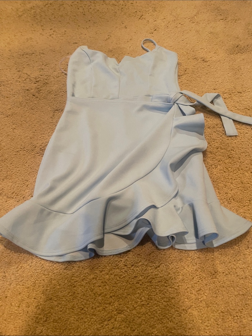 Lulu's Pale Blue Ruffle Wrap Mini Dress